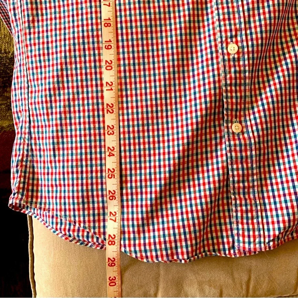 J. CREW. Red/White Checked, Long Sleeves Shirt. Size L. 100% Cotton. Slim fit.